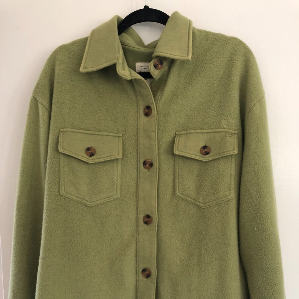 Billabong Olive Green Fleece Button-Up Shacket